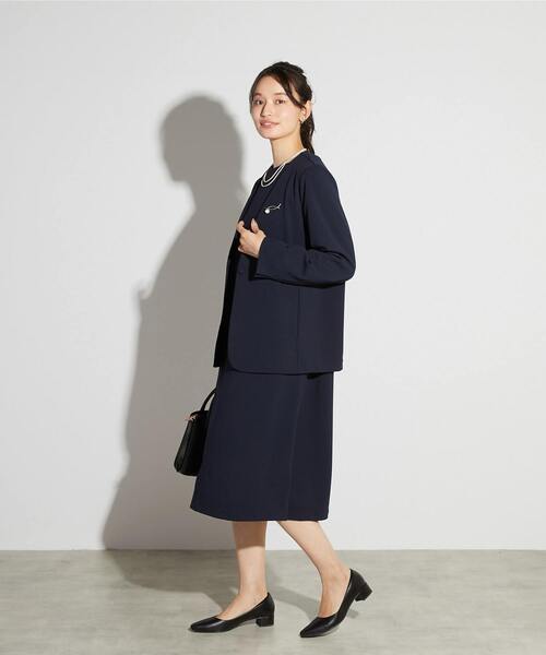 MELROSE claire（メルローズ クレール）の「【MELROSE CLAIRE noir】入卒園式・卒入学式・カットジョーゼットVジャケット（セットアップ可）（ノーカラージャケット・レディース・ダークネイビー/ブラック・4/3/2）」の16枚目の写真