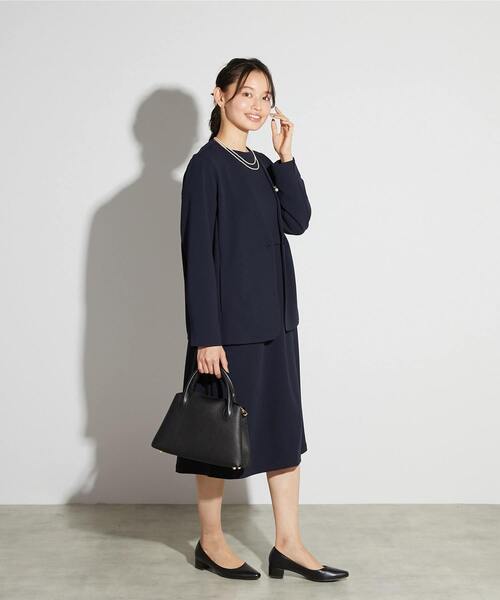 MELROSE claire（メルローズ クレール）の「【MELROSE CLAIRE noir】入卒園式・卒入学式・カットジョーゼットVジャケット（セットアップ可）（ノーカラージャケット・レディース・ダークネイビー/ブラック・4/3/2）」の18枚目の写真