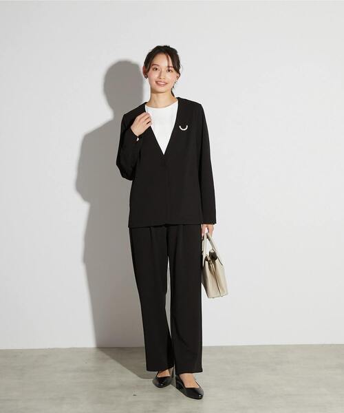 MELROSE claire（メルローズ クレール）の「【MELROSE CLAIRE noir】入卒園式・卒入学式・カットジョーゼットVジャケット（セットアップ可）（ノーカラージャケット・レディース・ダークネイビー/ブラック・4/3/2）」の20枚目の写真