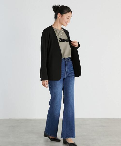 MELROSE claire（メルローズ クレール）の「【MELROSE CLAIRE noir】入卒園式・卒入学式・カットジョーゼットVジャケット（セットアップ可）（ノーカラージャケット・レディース・ダークネイビー/ブラック・4/3/2）」の15枚目の写真