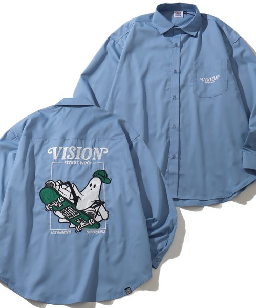 VISION STREET WEAR（ヴィジョンストリートウェア）の「【VISION STREET WEAR/ヴィジョンストリートウェア】Melanchholy Ghost shirt/ゴースト バックプリント ワークシャツ（シャツ/ブラウス・メンズ・ブルーグレー/ブラック/オフホワイト・LL/M/L）」の3枚目の写真