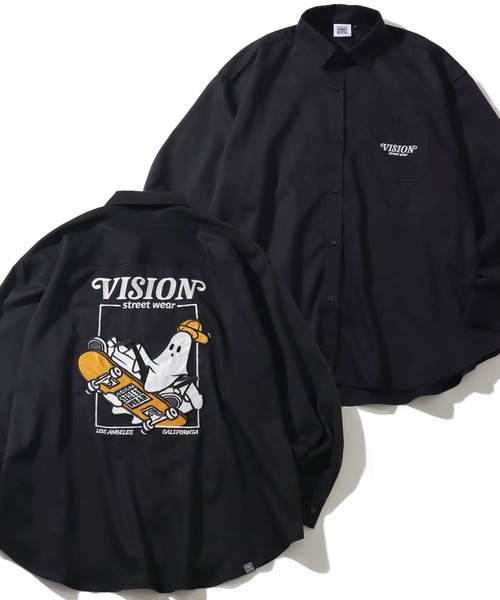 VISION STREET WEAR（ヴィジョンストリートウェア）の「【VISION STREET WEAR/ヴィジョンストリートウェア】Melanchholy Ghost shirt/ゴースト バックプリント ワークシャツ（シャツ/ブラウス・メンズ・ブルーグレー/ブラック/オフホワイト・LL/M/L）」の4枚目の写真