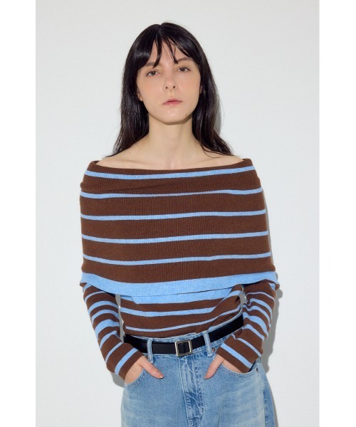 AZUL by moussy(アズールバイマウジー)の「オフショルニットトップス(ニット/セーター・レディース・アイボリー/ブラック/ブラウン系その他/グレー系その他・FREE)」の7枚目の写真