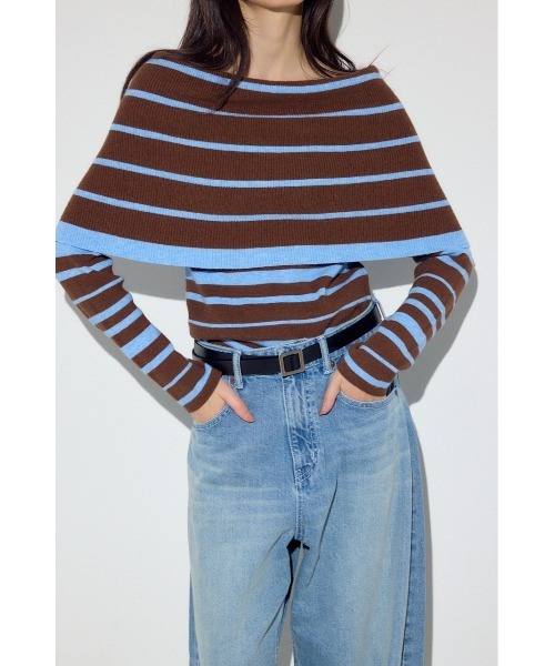 AZUL by moussy(アズールバイマウジー)の「オフショルニットトップス(ニット/セーター・レディース・アイボリー/ブラック/ブラウン系その他/グレー系その他・FREE)」の8枚目の写真