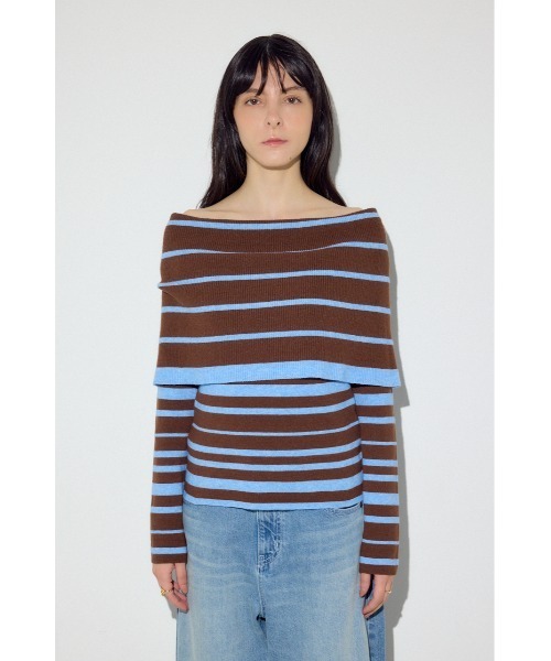 AZUL by moussy(アズールバイマウジー)の「オフショルニットトップス(ニット/セーター・レディース・アイボリー/ブラック/ブラウン系その他/グレー系その他・FREE)」の12枚目の写真