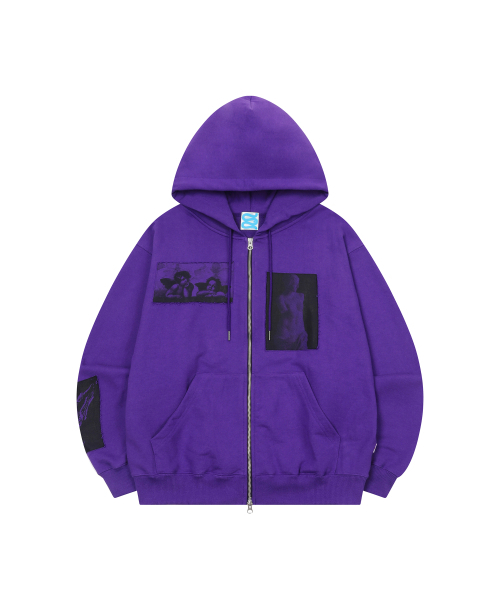 chancechance（チャンスチャンス）の「GRAPHIC APPLIQUE ZIP-UP HOODIE (PURPLE)（パーカー・レディース・その他・FREE）」の2枚目の写真