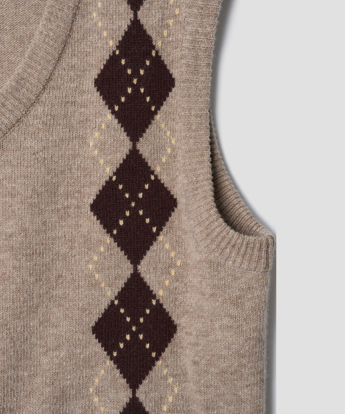 TTUDEMENT（トュードメント）の「MUTED ARGYLE VEST BEIGE（ベスト・レディース・その他・FREE）」の6枚目の写真