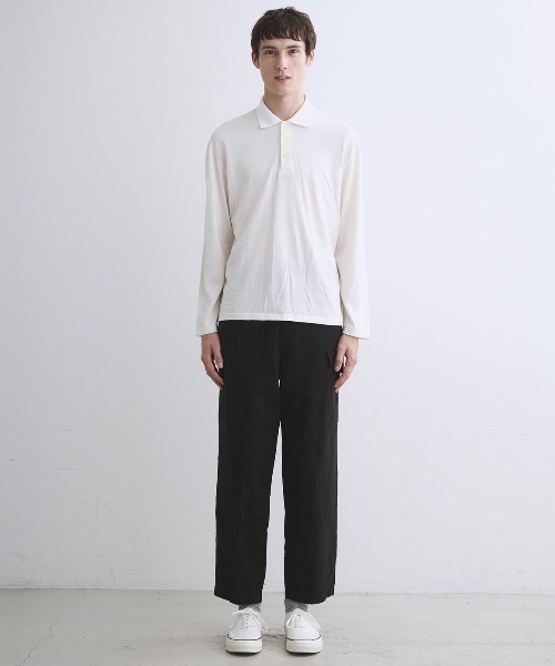 three dots(スリードッツ)の「コットンウール 長袖ポロシャツ(ポロシャツ・メンズ・ホワイト系その他・SMALL/MEDIUM/LARGE)」の3枚目の写真