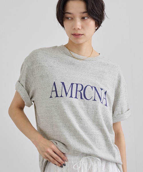 AMERICANA（アメリカーナ）の「【Americana（アメリカーナ）】ラフィー丸胴 プリントT / センターロゴ（Tシャツ/カットソー・レディース・ホワイト/グレー系その他・FREE）」の8枚目の写真