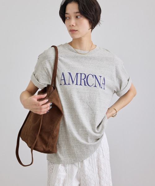 AMERICANA（アメリカーナ）の「【Americana（アメリカーナ）】ラフィー丸胴 プリントT / センターロゴ（Tシャツ/カットソー・レディース・ホワイト/グレー系その他・FREE）」の7枚目の写真
