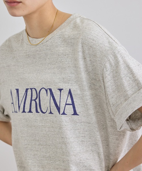 AMERICANA（アメリカーナ）の「【Americana（アメリカーナ）】ラフィー丸胴 プリントT / センターロゴ（Tシャツ/カットソー・レディース・ホワイト/グレー系その他・FREE）」の4枚目の写真