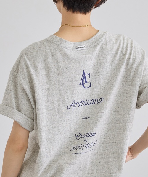 AMERICANA（アメリカーナ）の「【Americana（アメリカーナ）】ラフィー丸胴 プリントT / センターロゴ（Tシャツ/カットソー・レディース・ホワイト/グレー系その他・FREE）」の5枚目の写真