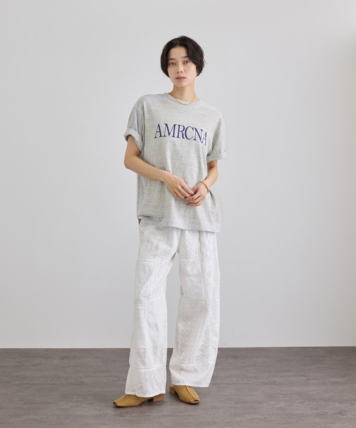 AMERICANA（アメリカーナ）の「【Americana（アメリカーナ）】ラフィー丸胴 プリントT / センターロゴ（Tシャツ/カットソー・レディース・ホワイト/グレー系その他・FREE）」の9枚目の写真