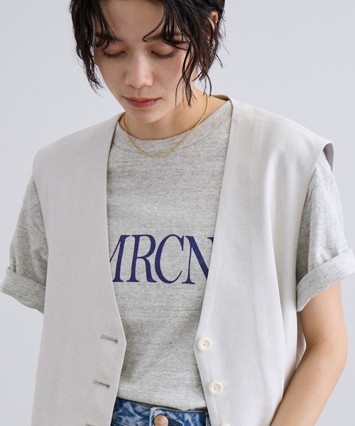 AMERICANA（アメリカーナ）の「【Americana（アメリカーナ）】ラフィー丸胴 プリントT / センターロゴ（Tシャツ/カットソー・レディース・ホワイト/グレー系その他・FREE）」の6枚目の写真