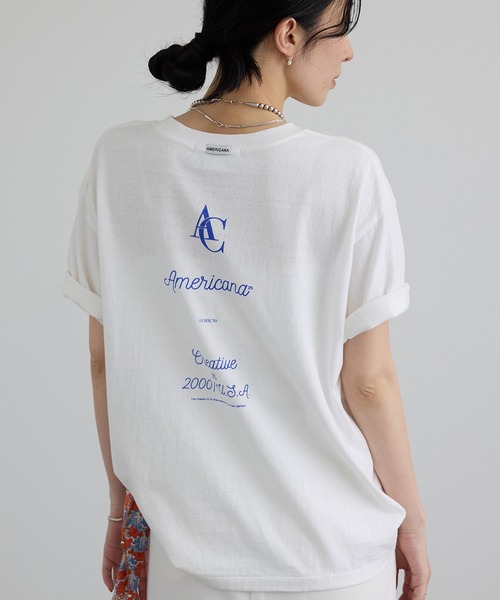 AMERICANA（アメリカーナ）の「【Americana（アメリカーナ）】ラフィー丸胴 プリントT / センターロゴ（Tシャツ/カットソー・レディース・ホワイト/グレー系その他・FREE）」の10枚目の写真