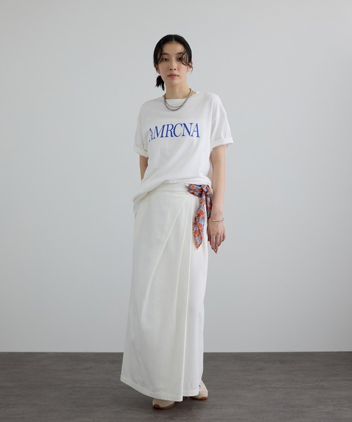 AMERICANA（アメリカーナ）の「【Americana（アメリカーナ）】ラフィー丸胴 プリントT / センターロゴ（Tシャツ/カットソー・レディース・ホワイト/グレー系その他・FREE）」の11枚目の写真