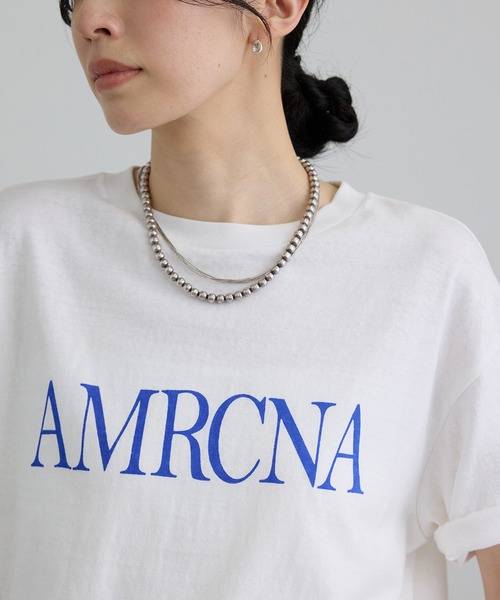AMERICANA（アメリカーナ）の「【Americana（アメリカーナ）】ラフィー丸胴 プリントT / センターロゴ（Tシャツ/カットソー・レディース・ホワイト/グレー系その他・FREE）」の12枚目の写真