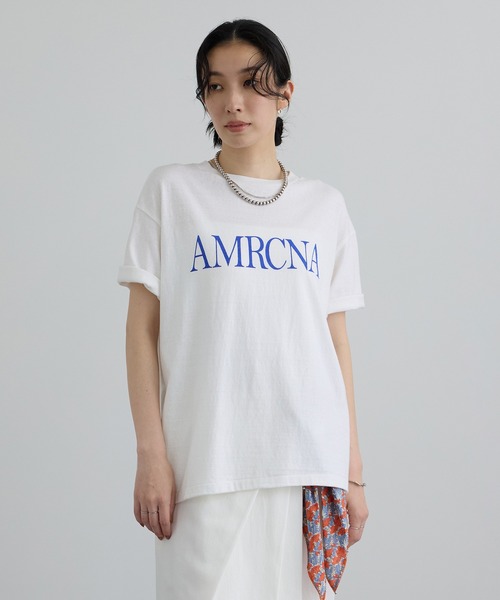 AMERICANA（アメリカーナ）の「【Americana（アメリカーナ）】ラフィー丸胴 プリントT / センターロゴ（Tシャツ/カットソー・レディース・ホワイト/グレー系その他・FREE）」の13枚目の写真