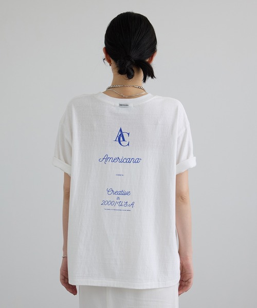 AMERICANA（アメリカーナ）の「【Americana（アメリカーナ）】ラフィー丸胴 プリントT / センターロゴ（Tシャツ/カットソー・レディース・ホワイト/グレー系その他・FREE）」の14枚目の写真