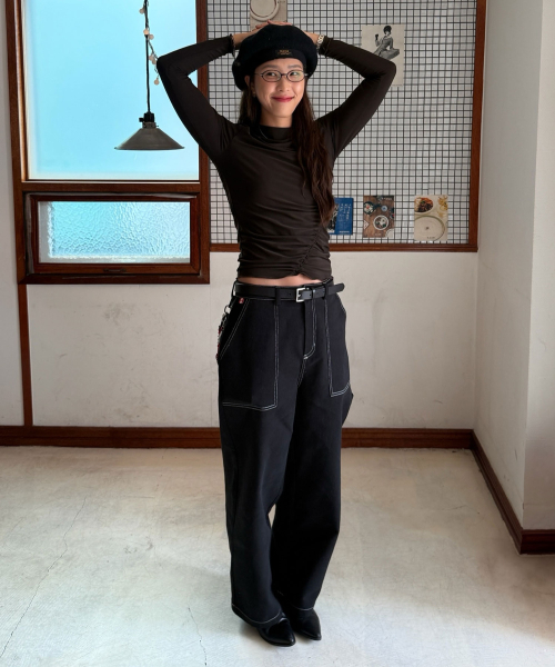 MENASOO(ミナス)の「Washing Cotton Work Pants_Black(その他パンツ・レディース・ブラック・1/2)」の3枚目の写真