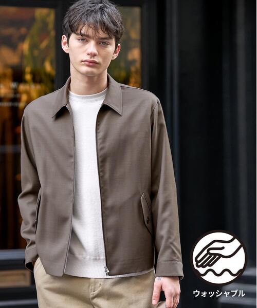 DRESSTERIOR(ドレステリア)の「【ウォッシャブル】ウールハリントン ジャケット(ブルゾン・メンズ・ブラウン系その他/ブラック・90/92/91)」の1枚目の写真