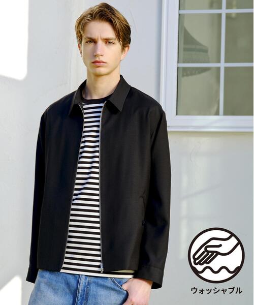 DRESSTERIOR(ドレステリア)の「【ウォッシャブル】ウールハリントン ジャケット(ブルゾン・メンズ・ブラウン系その他/ブラック・90/92/91)」の2枚目の写真