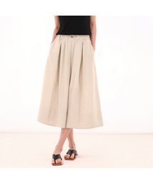 Linen Bending Pintuck Skirt _Beige