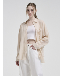 Oversized Pocket Summer Shirt, Light Beige
