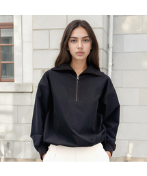 Half Zip-up Sportive Blouse _Black