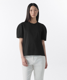 ウィメンズシルケットパフスリーブTシャツ[ブラック]