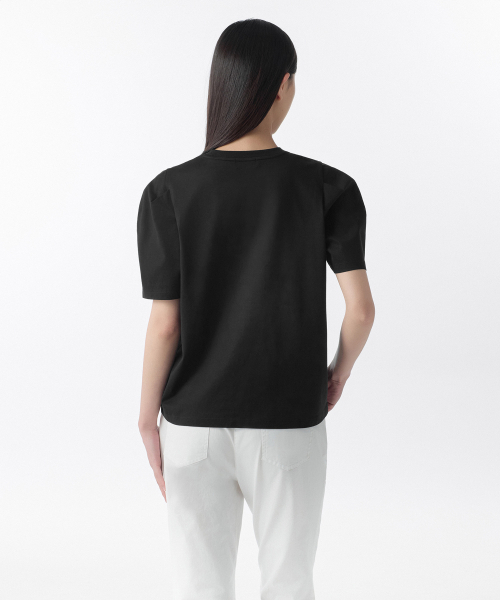 MUSINSA STANDARD WOMAN（ムシンサスタンダードウーマン）の「ウィメンズシルケットパフスリーブTシャツ[ブラック]（Tシャツ/カットソー・レディース・その他・SMALL/MEDIUM/LARGE/X-SMALL）」の3枚目の写真