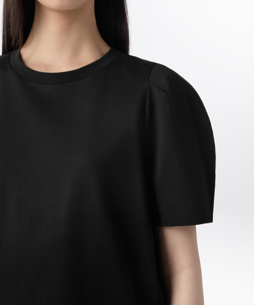 MUSINSA STANDARD WOMAN（ムシンサスタンダードウーマン）の「ウィメンズシルケットパフスリーブTシャツ[ブラック]（Tシャツ/カットソー・レディース・その他・SMALL/MEDIUM/LARGE/X-SMALL）」の5枚目の写真