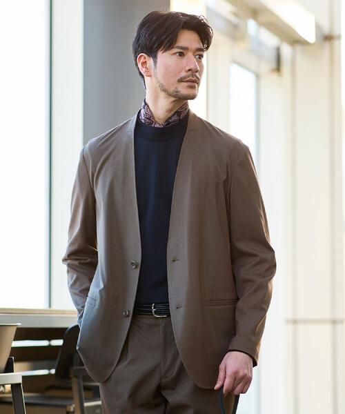 TAKEO KIKUCHI（タケオキクチ）の「【ON／OFF兼用】CARREMANファブリック ノーカラージャケット（ノーカラージャケット・メンズ・ブラック/ブラウン系・02/03/04）」の2枚目の写真