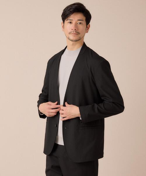 TAKEO KIKUCHI（タケオキクチ）の「【ON／OFF兼用】CARREMANファブリック ノーカラージャケット（ノーカラージャケット・メンズ・ブラック/ブラウン系・02/03/04）」の14枚目の写真