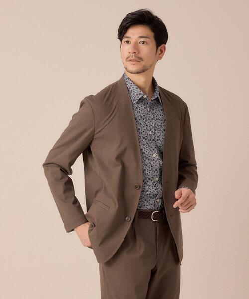 セール】【ON／OFF兼用】CARREMANファブリック ノーカラージャケット