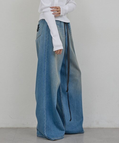 GALLARDAGALANTE(ガリャルダガランテ)の「【PEAS】レザーベルト付きソフトデニム(デニムパンツ・レディース・ブルー・0/1)」の17枚目の写真