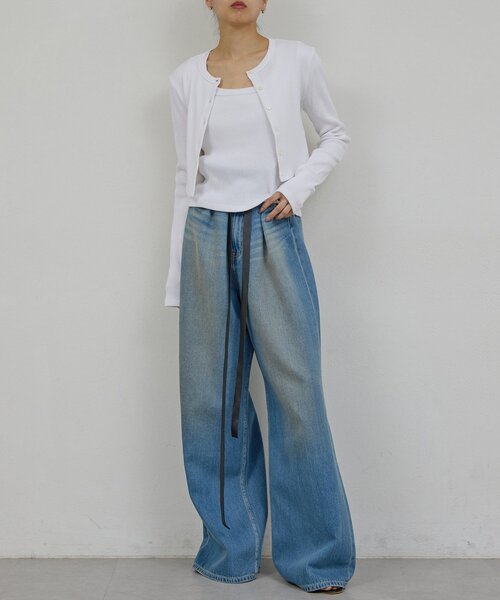 GALLARDAGALANTE(ガリャルダガランテ)の「【PEAS】レザーベルト付きソフトデニム(デニムパンツ・レディース・ブルー・0/1)」の20枚目の写真