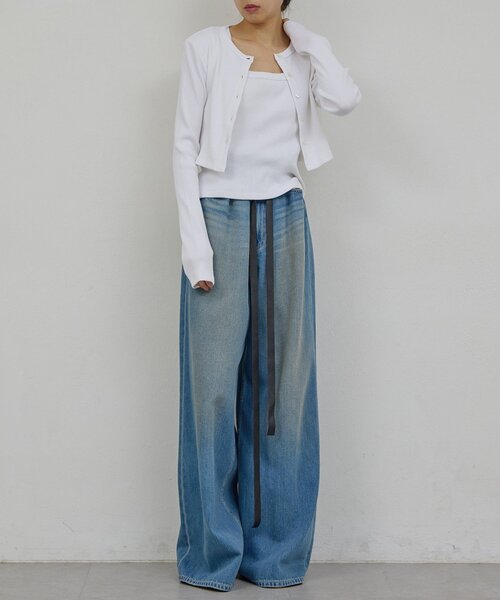 GALLARDAGALANTE(ガリャルダガランテ)の「【PEAS】レザーベルト付きソフトデニム(デニムパンツ・レディース・ブルー・0/1)」の21枚目の写真