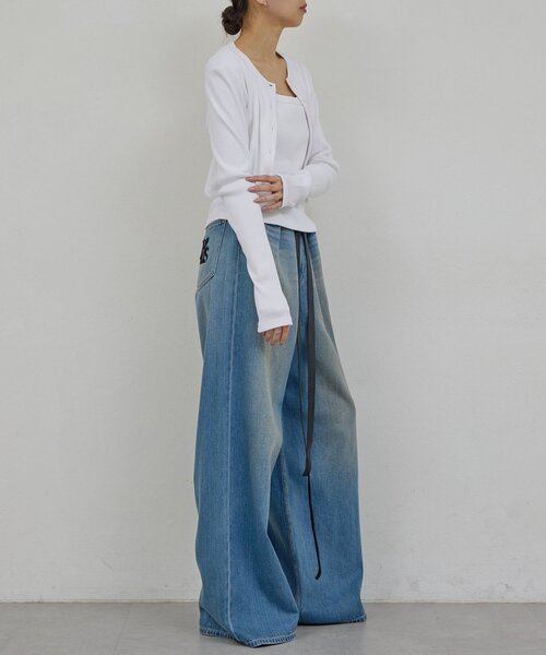 GALLARDAGALANTE(ガリャルダガランテ)の「【PEAS】レザーベルト付きソフトデニム(デニムパンツ・レディース・ブルー・0/1)」の22枚目の写真