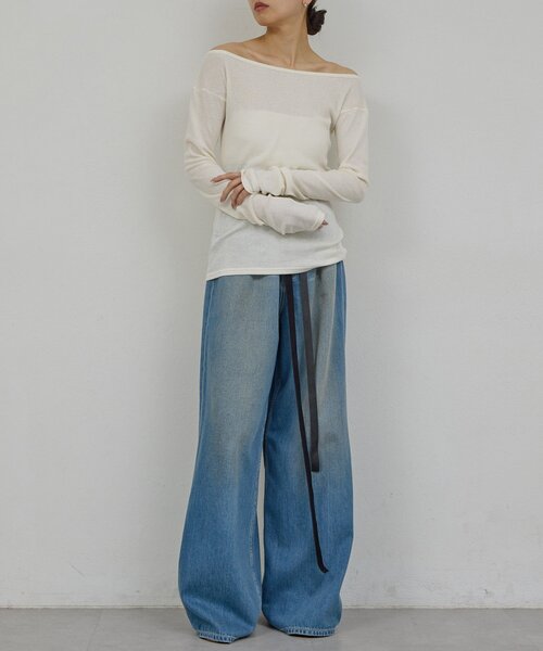 GALLARDAGALANTE(ガリャルダガランテ)の「【PEAS】レザーベルト付きソフトデニム(デニムパンツ・レディース・ブルー・0/1)」の15枚目の写真