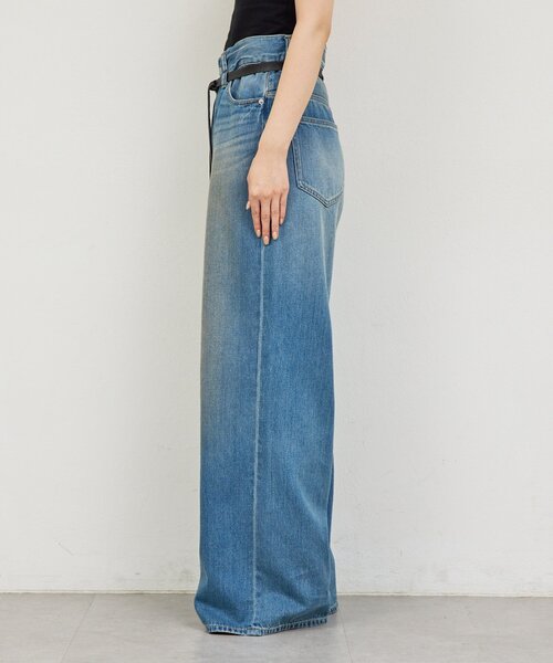 GALLARDAGALANTE(ガリャルダガランテ)の「【PEAS】レザーベルト付きソフトデニム(デニムパンツ・レディース・ブルー・0/1)」の6枚目の写真