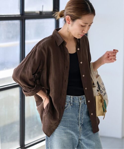 FRAMeWORK(フレームワーク)の「≪新色 / 追加≫フレンチリネンレギュラーシャツ(シャツ/ブラウス・レディース・ホワイト/ブラウン/グリーン/ピンク/ブルー/ネイビー/ダークブルー・FREE)」の18枚目の写真