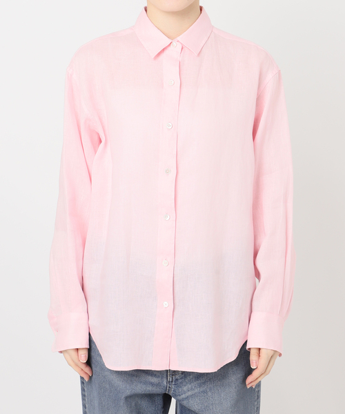 FRAMeWORK(フレームワーク)の「≪新色 / 追加≫フレンチリネンレギュラーシャツ(シャツ/ブラウス・レディース・ホワイト/ブラウン/グリーン/ピンク/ブルー/ネイビー/ダークブルー・FREE)」の9枚目の写真