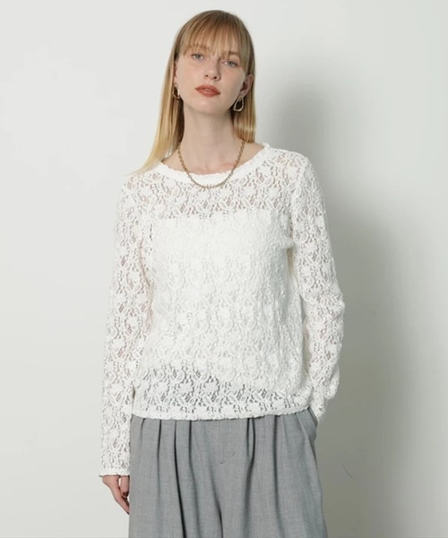 CADUNE（カデュネ）の「ぷくぷくレーストップス（シャツ/ブラウス・レディース・ブラック/ホワイト/オフホワイト・38）」の4枚目の写真