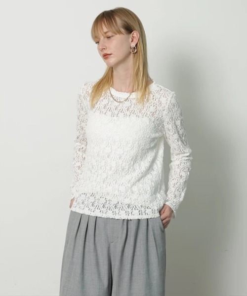 CADUNE（カデュネ）の「ぷくぷくレーストップス（シャツ/ブラウス・レディース・ブラック/ホワイト/オフホワイト・38）」の5枚目の写真