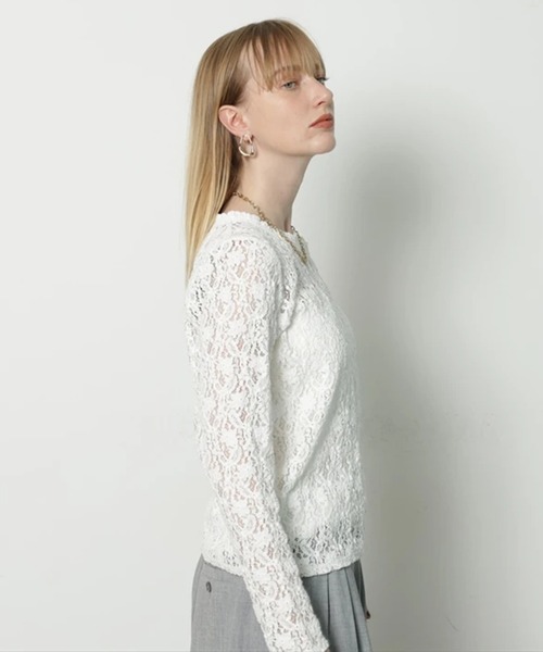 CADUNE（カデュネ）の「ぷくぷくレーストップス（シャツ/ブラウス・レディース・ブラック/ホワイト/オフホワイト・38）」の6枚目の写真