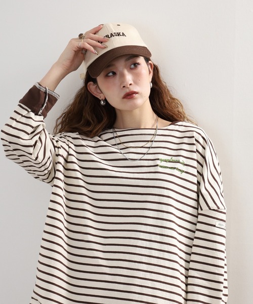 Arinomama(アリノママ)の「+Arinomama カジュアルライクダブルカフスボーダーT 長袖(Tシャツ/カットソー・レディース・ピンク系その他/ホワイト×ネイビー/ブラック×グレー/ホワイト×ブラウン・FREE)」の3枚目の写真