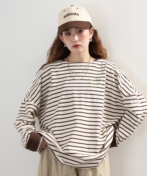 Arinomama(アリノママ)の「+Arinomama カジュアルライクダブルカフスボーダーT 長袖(Tシャツ/カットソー・レディース・ピンク系その他/ホワイト×ネイビー/ブラック×グレー/ホワイト×ブラウン・FREE)」の5枚目の写真