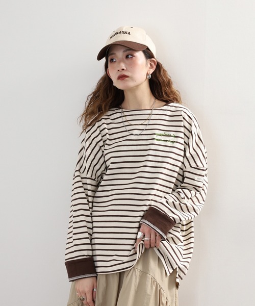 Arinomama(アリノママ)の「+Arinomama カジュアルライクダブルカフスボーダーT 長袖(Tシャツ/カットソー・レディース・ピンク系その他/ホワイト×ネイビー/ブラック×グレー/ホワイト×ブラウン・FREE)」の7枚目の写真