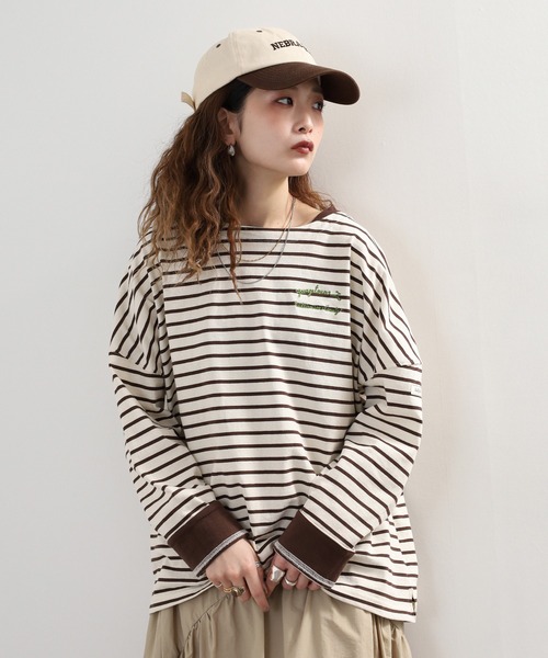 Arinomama(アリノママ)の「+Arinomama カジュアルライクダブルカフスボーダーT 長袖(Tシャツ/カットソー・レディース・ピンク系その他/ホワイト×ネイビー/ブラック×グレー/ホワイト×ブラウン・FREE)」の6枚目の写真
